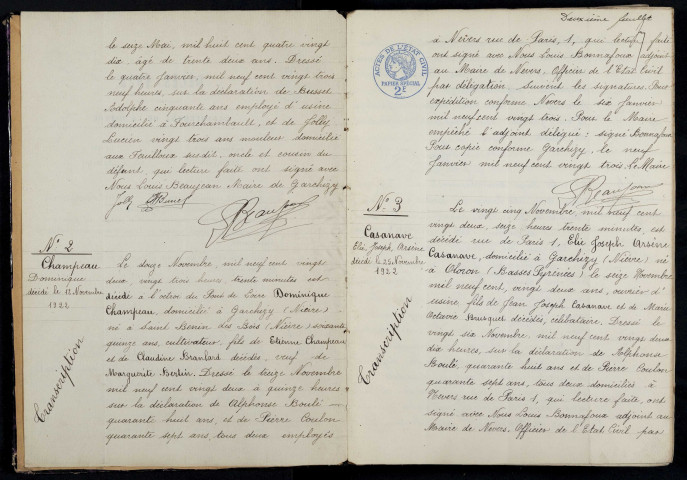 Garchizy : actes d'état civil (décès).