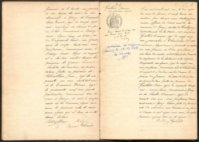 Epiry : actes d'état civil.