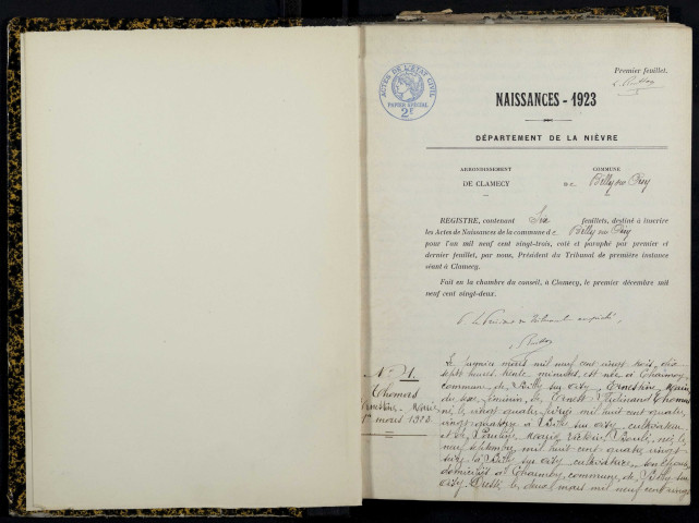 Billy-sur-Oisy : actes d'état civil.