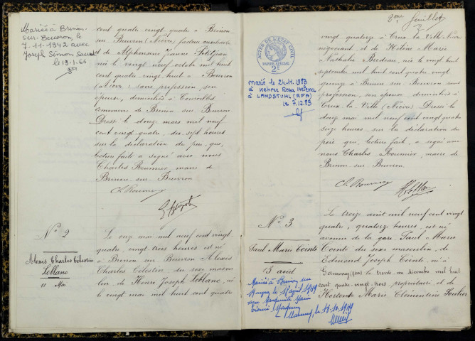 Brinon-sur-Beuvron : actes d'état civil.