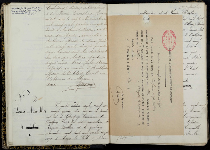 Anthien : actes d'état civil.