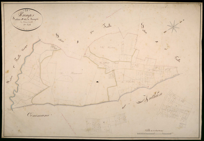 Ruages, cadastre ancien : plan parcellaire de la section B dite de Ruages, feuille 2