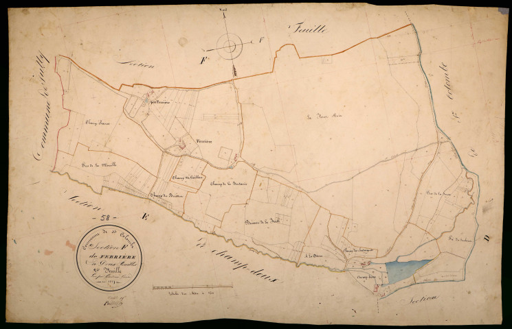 Sainte-Colombe-des-Bois, cadastre ancien : plan parcellaire de la section F dite de Ferrières, feuille 2