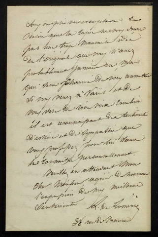 LOMÉNIE (Louis de), écrivain (1815-1878) : 5 lettres.