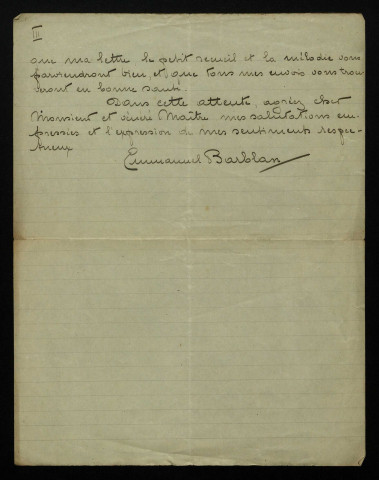 BARBLAN (Emmanuel), musicien à Lausanne : 2 lettres.