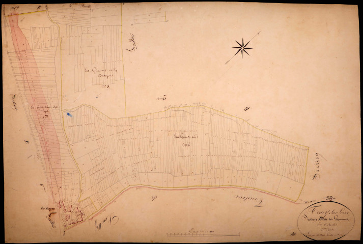 Tracy-sur-Loire, cadastre ancien : plan parcellaire de la section B dite des Girarmes, feuille 3