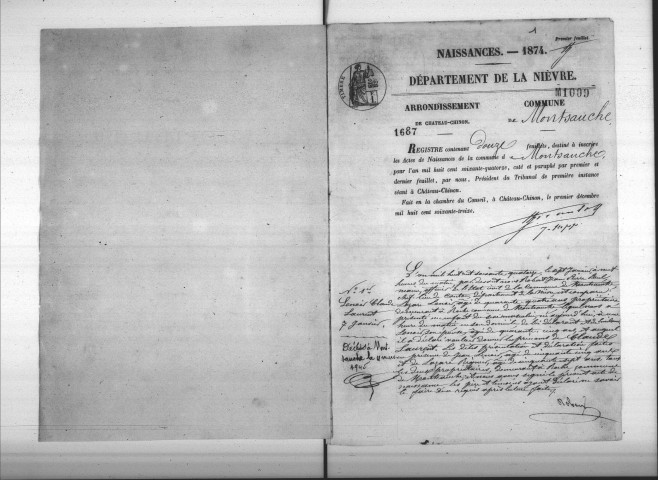Montsauche-les-Settons : actes d'état civil.