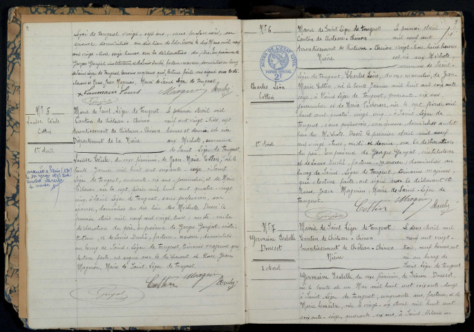 Saint-Léger-de-Fougeret : actes d'état civil.