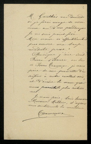 TRAMECON (Pierre), instituteur à Imphy (Nièvre) (décédé en 1909) : 4 lettres.