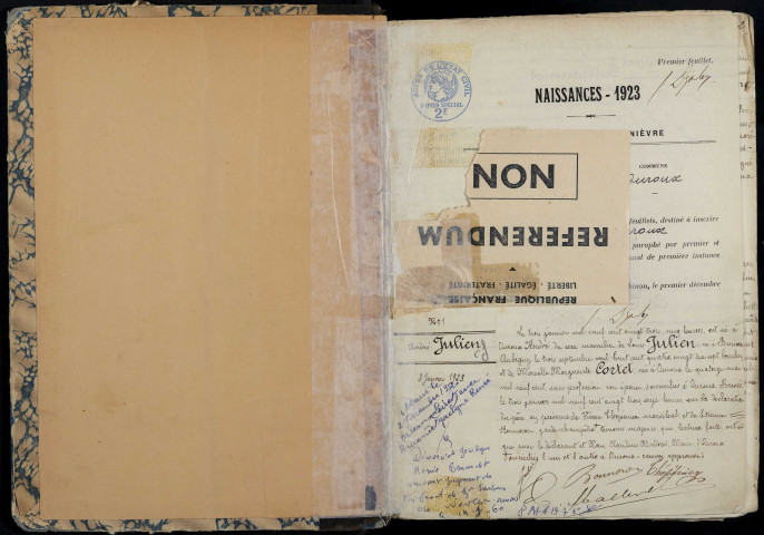 Ouroux-en-Morvan : actes d'état civil.