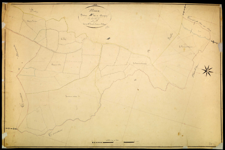 Moux-en-Morvan, cadastre ancien : plan parcellaire de la section B dite de Chevigny, feuille 1