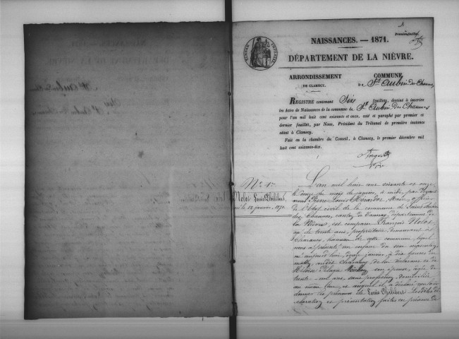 Saint-Aubin-des-Chaumes : actes d'état civil.