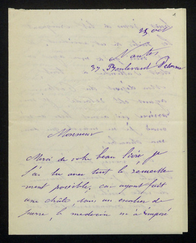 RIOM (Adine), dite Louise d'Isole, poétesse (née en 1818) : 5 lettres, manuscrit.
