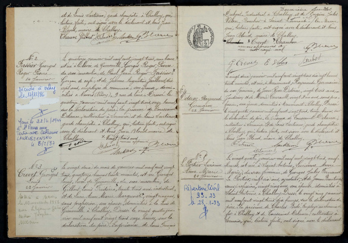 Challuy : actes d'état civil.