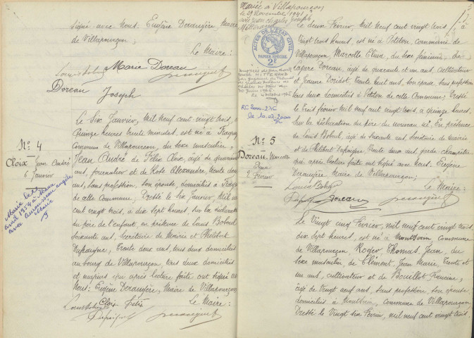 Villapourçon : actes d'état civil.