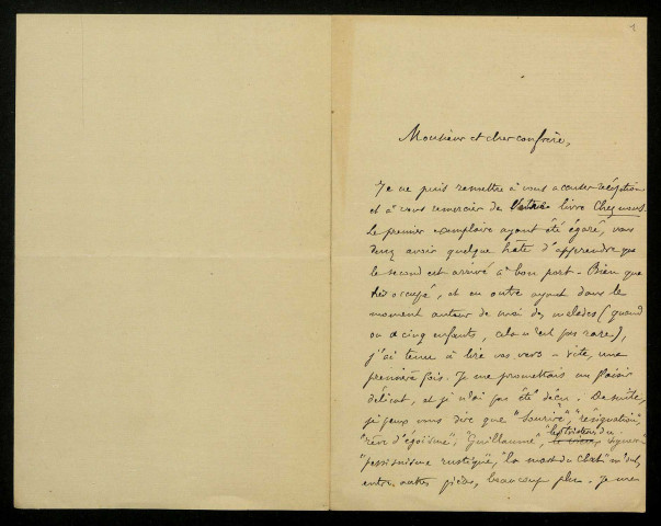 PLESSIS (Frédéric), professeur de lettres (1851-1942) : 2 lettres, manuscrit.