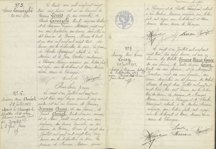 Thianges : actes d'état civil.