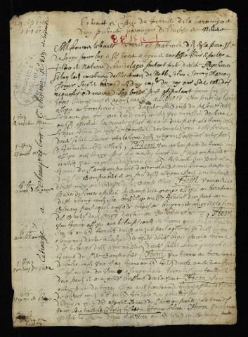 Fief de Druy : extraits du terrier et de lièves terrier.