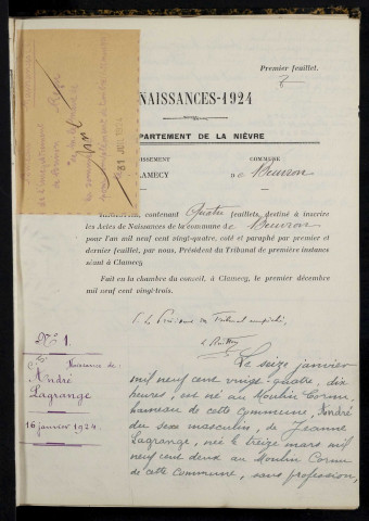 Beuvron : actes d'état civil.