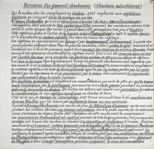 Texte charbon en formation, n°1.