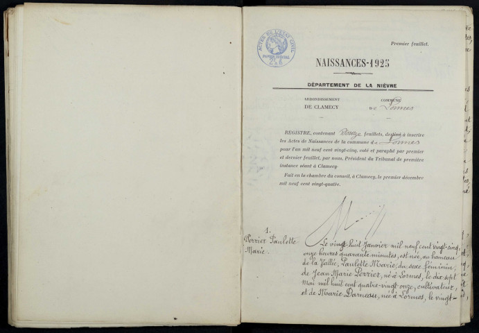 Lormes : actes d'état civil.