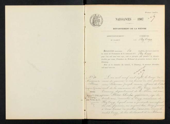 Flez-Cuzy : actes d'état civil.