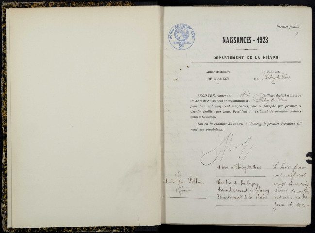 Chitry-les-Mines : actes d'état civil.