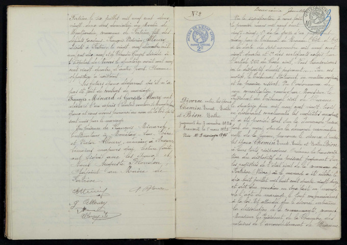 Fertrève : actes d'état civil.