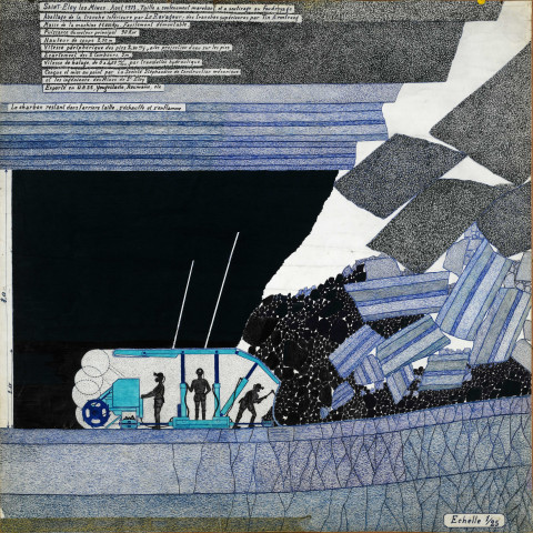 Soutirage, soutènement marchand, houillères de Saint-Éloy-les-Mines, août 1973.