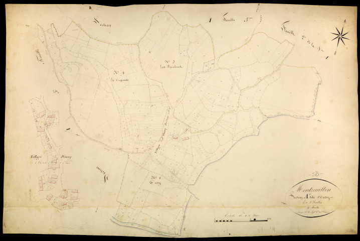 Montreuillon, cadastre ancien : plan parcellaire de la section A dite d'Oussy, feuille 4