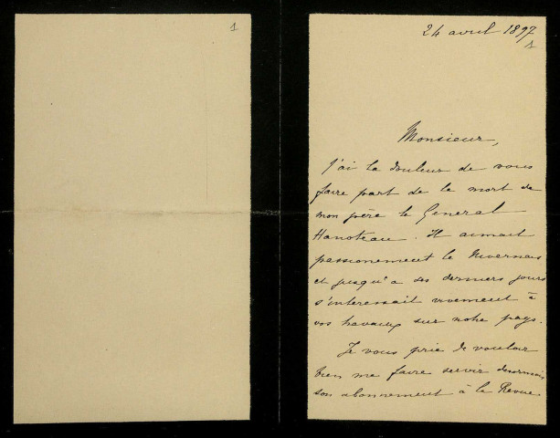 HANOTEAU (Jean), historien et officier militaire (1869-1939) : 10 lettres, 1 télégramme.