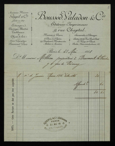 BOUSSOD, VALADON et Cie, éditeur à Paris : 2 lettres.