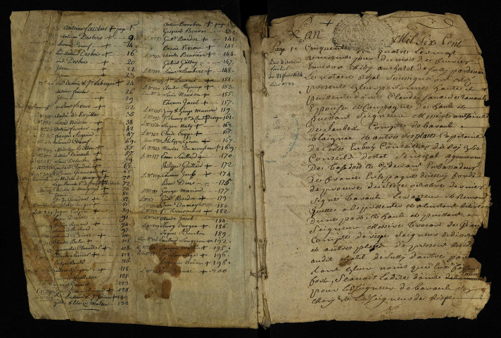 Copie d'entrages et autres pièces, collationnée par Geoffroy, notaire royal à Larochemillay, pour Pierre Bruneau, écuyer, conseiller chevalier d'honneur au Châtelet de Paris, seigneur baron de Vitry, Champlevrier, Champrobert, La Verchère et autres lieux, avec table nominative.