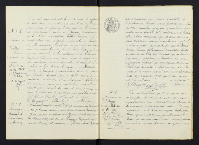 Montenoison : actes d'état civil.