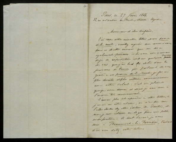 LACAUSSADE (Auguste), poète et bibliothécaire du Sénat (1815-1897) : 3 lettres.