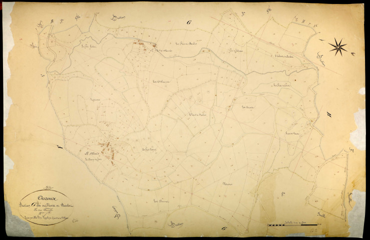 Ouroux-en-Morvan, cadastre ancien : plan parcellaire de la section G dite de Plessis et de Savelot, feuille 2