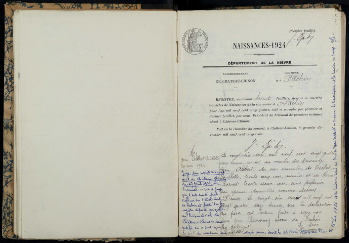 Fâchin : actes d'état civil.