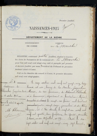 La Marche : actes d'état civil.