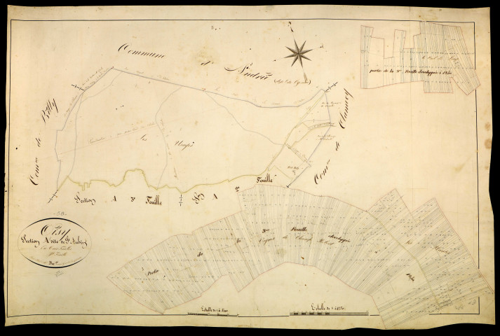 Oisy, cadastre ancien : plan parcellaire de la section A dite de Saint-Aubin, feuille 1