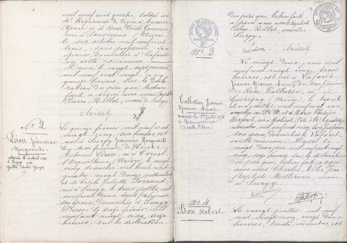 Surgy : actes d'état civil.