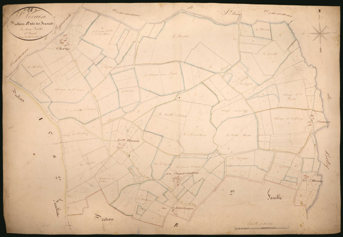 Saint-Vérain, cadastre ancien : plan parcellaire de la section B dite des Haverts, feuille 1