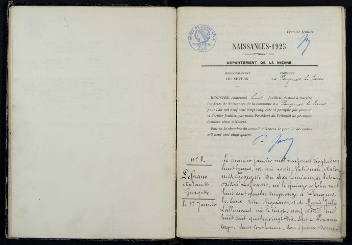 Pougues-les-Eaux : actes d'état civil (naissances).