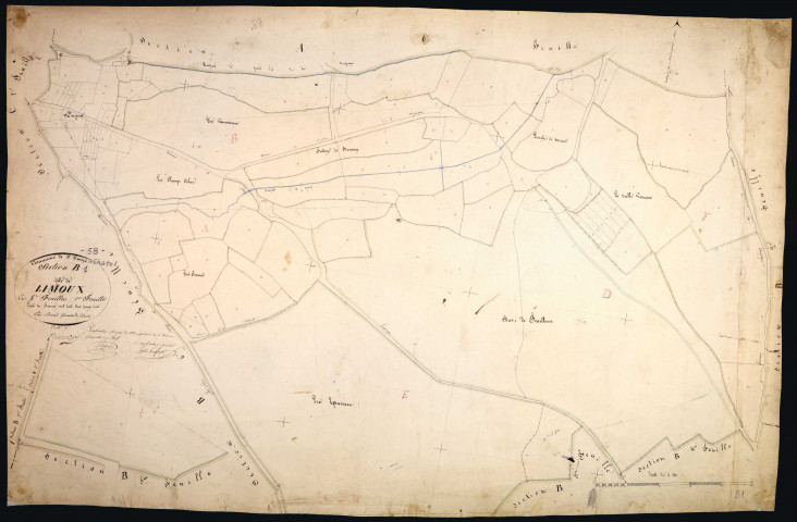 Saint-Parize-le-Châtel, cadastre ancien : plan parcellaire de la section B dite de Limoux, feuille 1