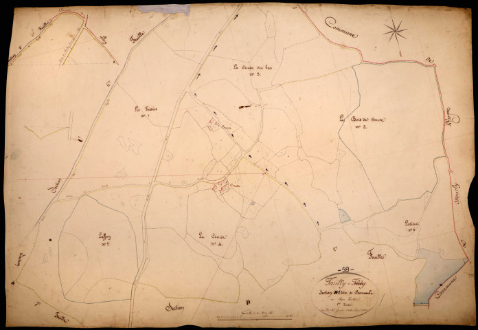 Tazilly, cadastre ancien : plan parcellaire de la section D dite de Barnaud, feuille 1