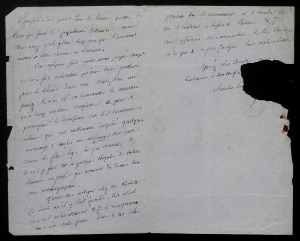 PICHOT (Amédée), écrivain (1795-1877) : 1 lettre.