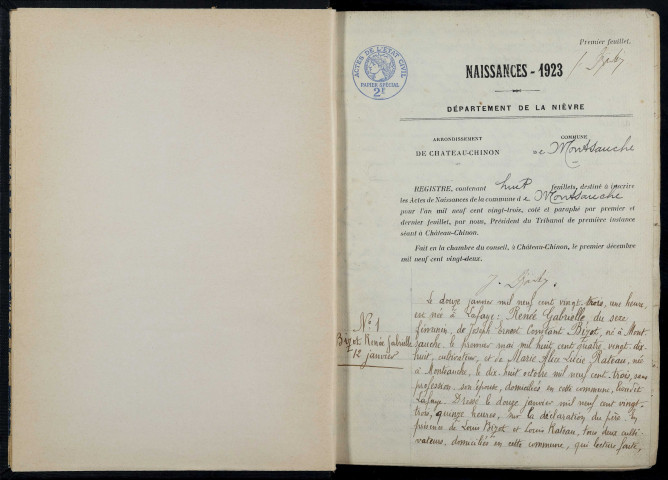Montsauche-les-Settons : actes d'état civil.