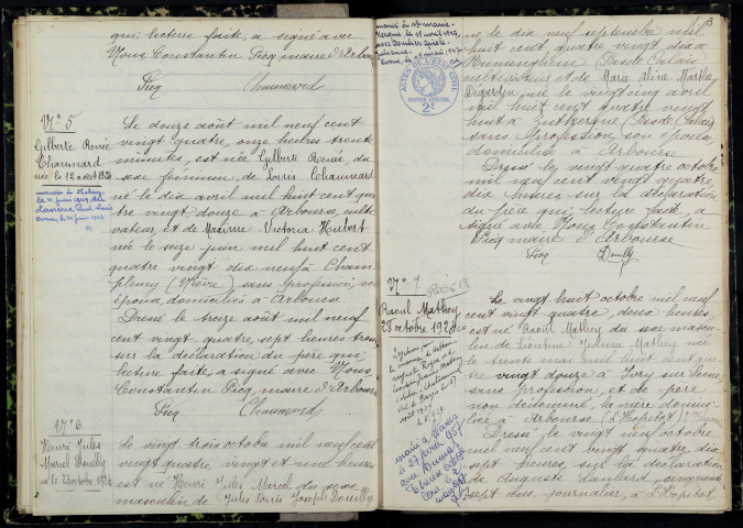 Arbouse : actes d'état civil.