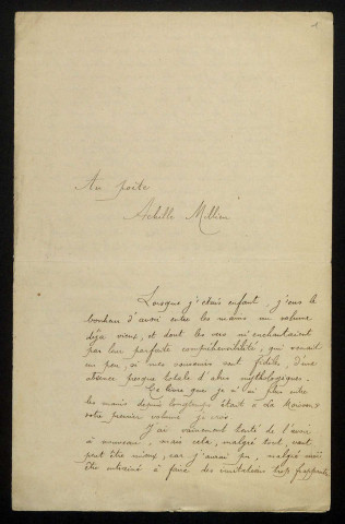 VALLET (Robert), poète à Sancoins (Cher) : 2 lettres, manuscrit.