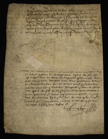 Affaires militaires. - Ban et arrière-ban, convocation des archers de la compagnie de Monsieur de Vaugrignon sénéchal de Bourbonnais pour le roi : montre des derniers quartiers de 1578 destinée au receveur des aides et tailles.