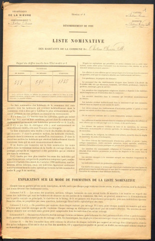 Château-Chinon Ville : recensement de 1921